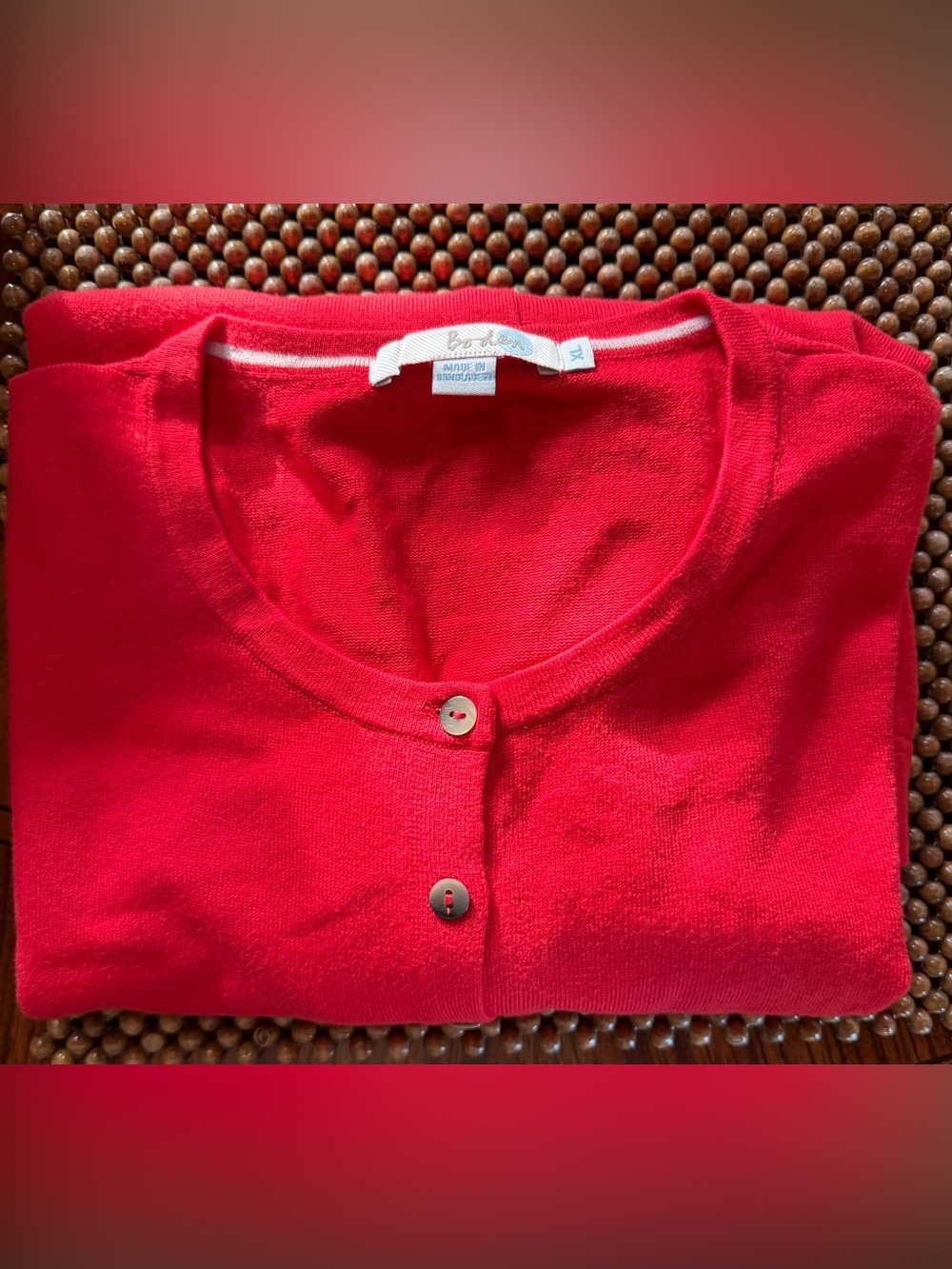 Boden Bright Red Women's Button-Front Cardigan US XL